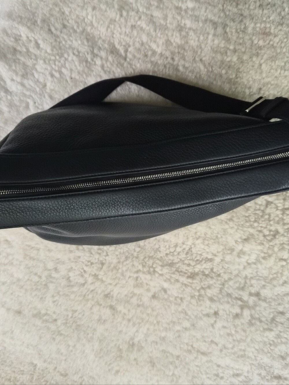 The Row Large Slouchy Banana Bag Black Pebbled Calfskin Leather Crossbody  $2550 - Picture 10 of 14